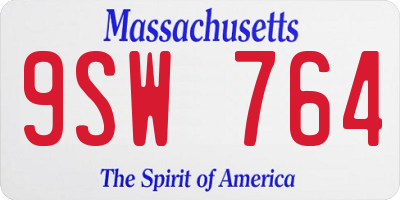 MA license plate 9SW764