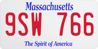 MA license plate 9SW766