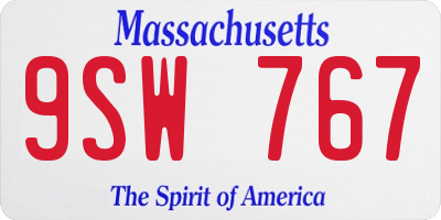 MA license plate 9SW767