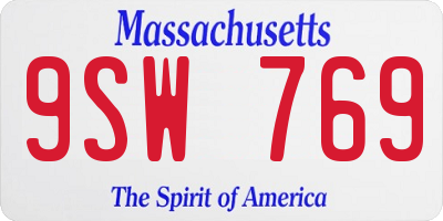 MA license plate 9SW769