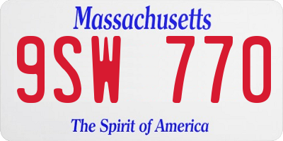 MA license plate 9SW770