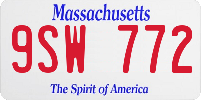 MA license plate 9SW772
