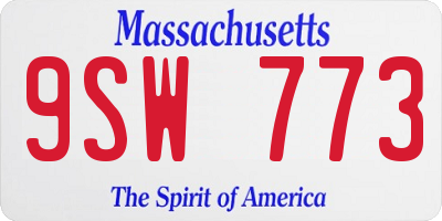 MA license plate 9SW773