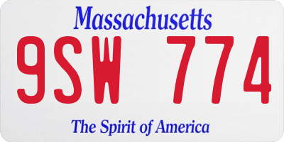 MA license plate 9SW774