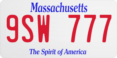 MA license plate 9SW777