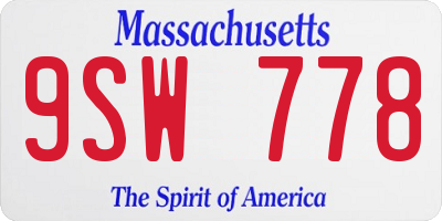 MA license plate 9SW778