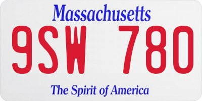 MA license plate 9SW780