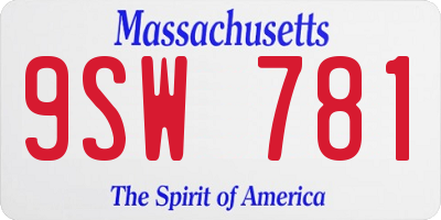 MA license plate 9SW781