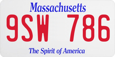 MA license plate 9SW786