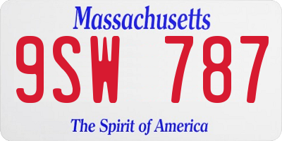 MA license plate 9SW787