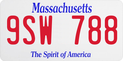 MA license plate 9SW788