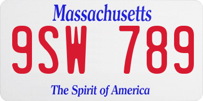 MA license plate 9SW789