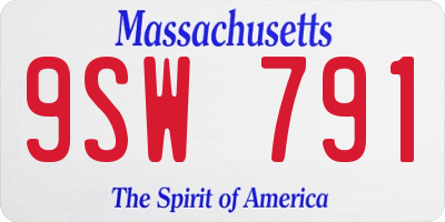 MA license plate 9SW791