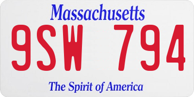 MA license plate 9SW794