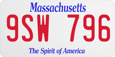 MA license plate 9SW796