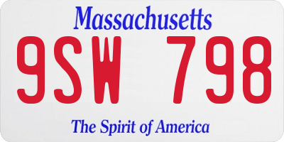 MA license plate 9SW798
