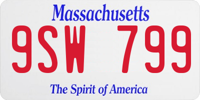 MA license plate 9SW799