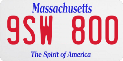 MA license plate 9SW800