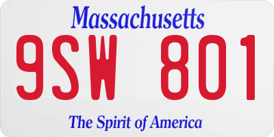 MA license plate 9SW801