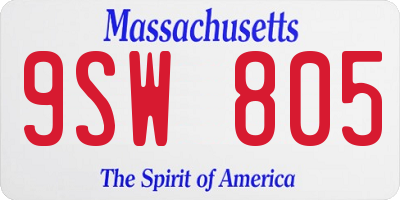 MA license plate 9SW805