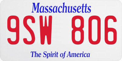 MA license plate 9SW806