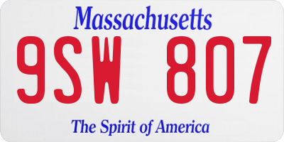 MA license plate 9SW807