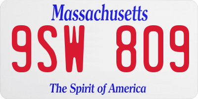 MA license plate 9SW809
