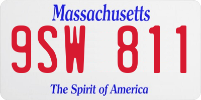 MA license plate 9SW811