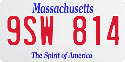 MA license plate 9SW814