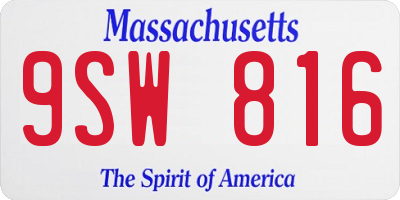 MA license plate 9SW816