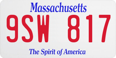 MA license plate 9SW817