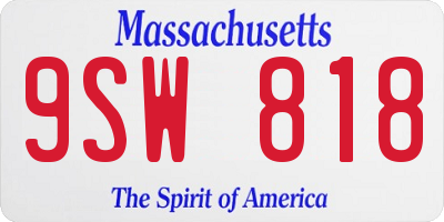 MA license plate 9SW818
