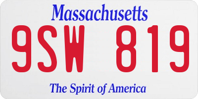MA license plate 9SW819