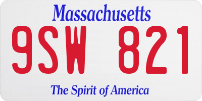 MA license plate 9SW821