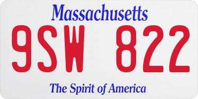 MA license plate 9SW822