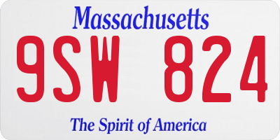 MA license plate 9SW824