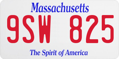 MA license plate 9SW825