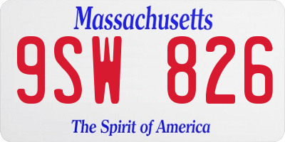 MA license plate 9SW826