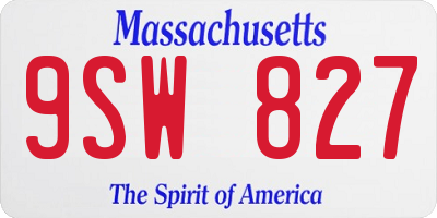 MA license plate 9SW827