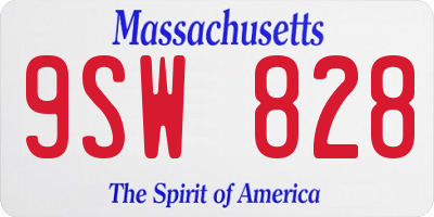 MA license plate 9SW828
