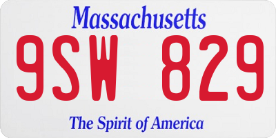 MA license plate 9SW829