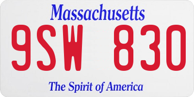 MA license plate 9SW830