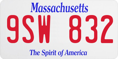 MA license plate 9SW832