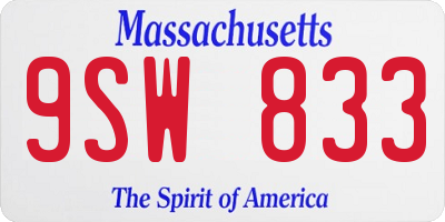 MA license plate 9SW833