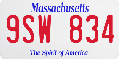 MA license plate 9SW834
