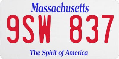 MA license plate 9SW837
