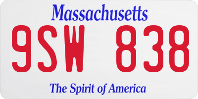 MA license plate 9SW838