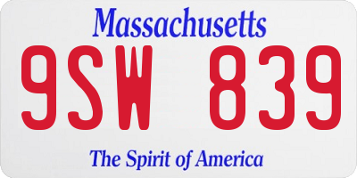 MA license plate 9SW839