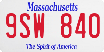MA license plate 9SW840