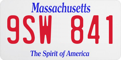 MA license plate 9SW841